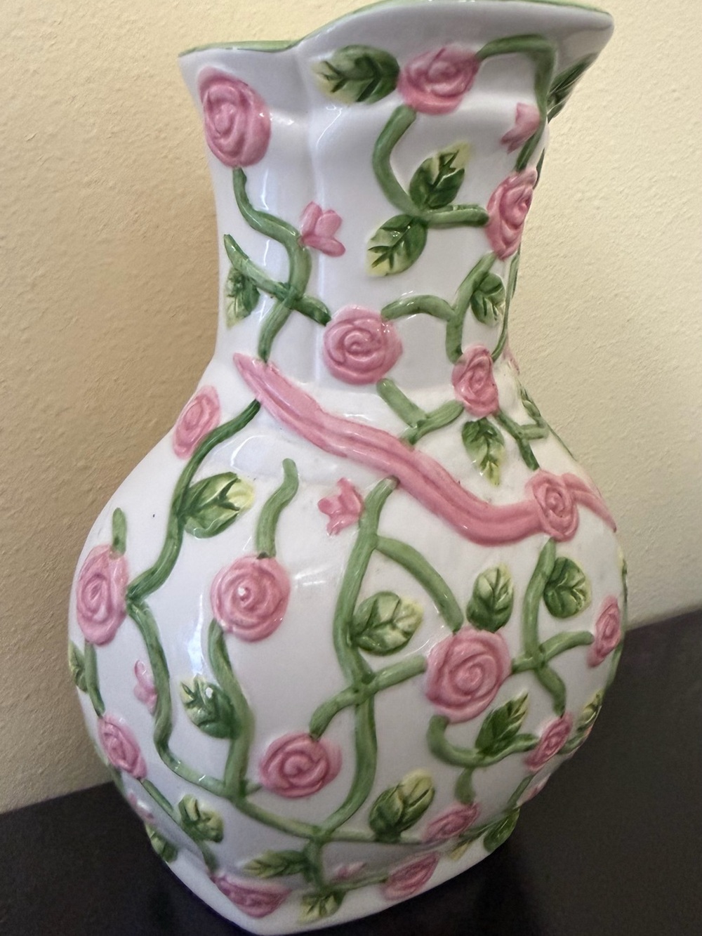 Baum Bros Ceramic Cottage Rose Wall Pocket